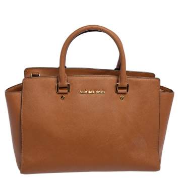 Pre Owned MICHAEL Michael Kors Brown Saffiano Leather Large Selma Tote