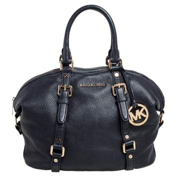 Pre Owned MICHAEL Michael Kors Black Grained Leather Bedford Legacy Satchel