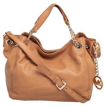 Pre Owned MICHAEL Michael Kors Tan Leather Jet Set Chain Tote