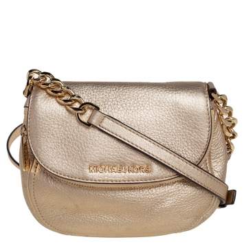 مملوكة مسبقًا MICHAEL Michael Kors Metallic Gold Leather Bedford Crossbody Bag