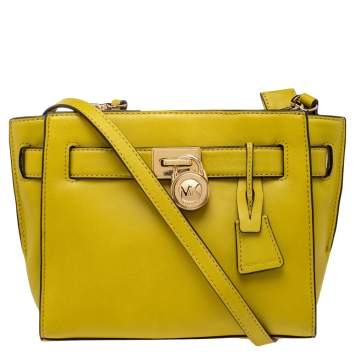 Pre Owned MICHAEL Michael Kors Yellow Leather Hamilton Crossbody Bag