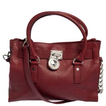 Pre Owned MICHAEL Michael Kors Red Leather East West Hamilton Tote