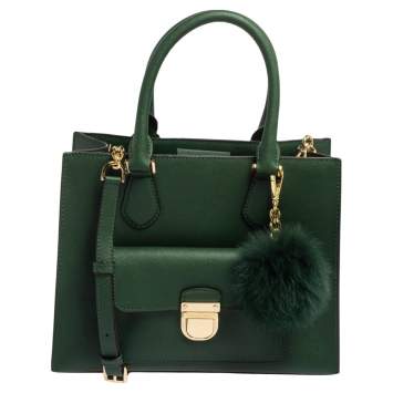 Pre Owned MICHAEL Michael Kors Green Leather Medium Bridgette Tote