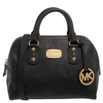 Pre Owned MICHAEL Michael Kors Black Leather Dome Satchel