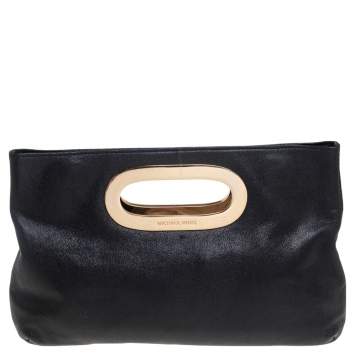 Pre Owned MICHAEL Michael Kors Black Grained Leather Berkley Clutch