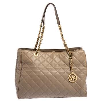 Pre Owned MICHAEL Michael Kors Beige Quilted Leather Large Susannah Tote