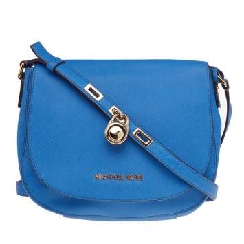 مملوكة مسبقًا MICHAEL Michael Kors Blue Saffiano Leather Hamilton Crossbody Bag