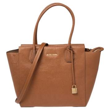 Pre Owned MICHAEL Michael Kors Brown Grained Leather Large Mercer Satchel