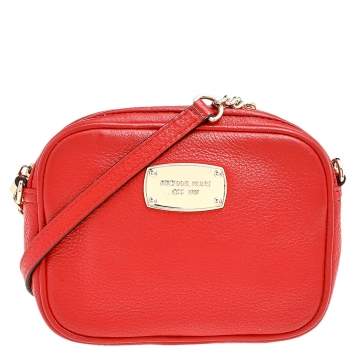 Pre Owned MICHAEL Michael Kors Red Leather Jet Set Crossbody Bag