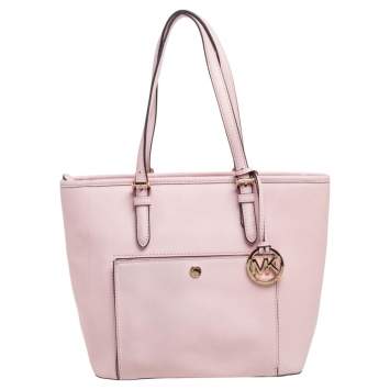 مملوكة مسبقًا MICHAEL Michael Kors Pink Leather Jet Set Snap Pocket Tote