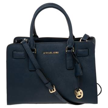 Pre Owned MICHAEL Michael Kors Navy Blue Saffiano Leather Dillon Tote