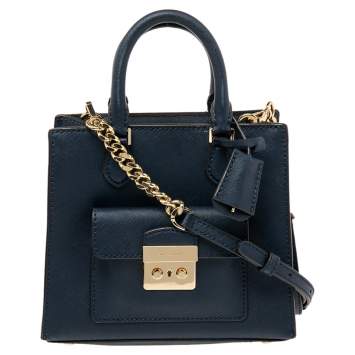 Pre Owned MICHAEL Michael Kors Blue Leather Mini Bridgette Tote