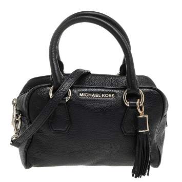 Pre Owned MICHAEL Michael Kors Black Leather Bedford Tassel Duffel Bag