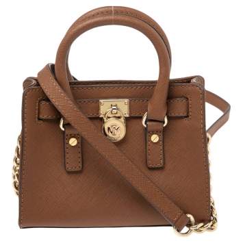 مملوكة مسبقًا MICHAEL Michael Kors Brown Saffiano Leather Mini Hamilton Crossbody Bag