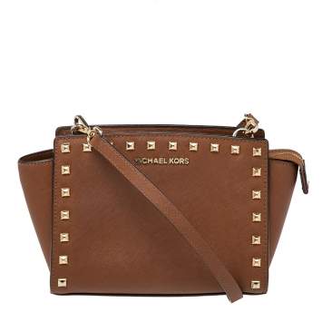 مملوكة مسبقًا MICHAEL Michael Kors Tan Leather Small Selma Crossbody Bag