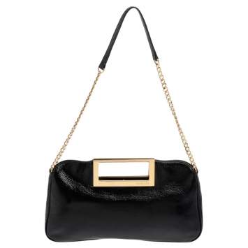 Pre Owned MICHAEL Michael Kors Black Patent Leather Berkley Clutch