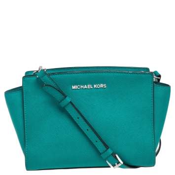 مملوكة مسبقًا MICHAEL Michael Kors Green Saffiano Leather Small Selma Shoulder Bag