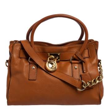 Pre Owned MICHAEL Michael Kors Tan Leather East/West Hamilton Tote