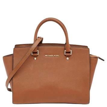 Pre Owned MICHAEL Michael Kors Brown Leather Large Selma Satchel