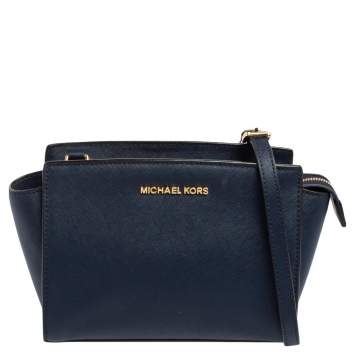مملوكة مسبقًا MICHAEL Michael Kors Navy Blue Leather Small Selma Crossbody Bag