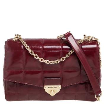 مملوكة مسبقًا MICHAEL Michael Kors Quilted Burgundy Leather Soho Shoulder Bag