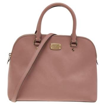 Pre Owned Michael Michael Kors Old Rose Leather Cindy Dome Satchel 