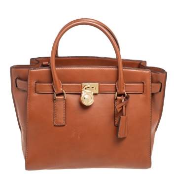 Pre Owned MICHAEL Michael Kors Tan Leather East/West Hamilton Tote
