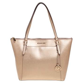 Pre Owned MICHAEL Michael Kors Gold Leather Large Ciara Tote