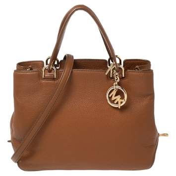 Pre Owned MICHAEL Michael Kors Brown Soft Leather Anabelle Mid Zip Tote