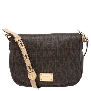 مملوكة مسبقًا MICHAEL Michael Kors Brown Signature Coated Canvas Shoulder Bag