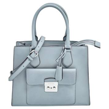 Pre Owned MICHAEL Michael Kors Light Grey Saffiano Leather Medium Bridgette Tote