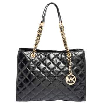 Pre Owned MICHAEL Michael Kors Black Leather Susannah Tote