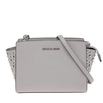 مملوكة مسبقًا MICHAEL Michael Kors Grey Leather Studded Small Selma Crossbody Bag