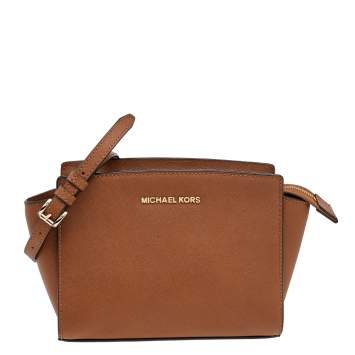 مملوكة مسبقًا MICHAEL Michael Kors Brown Saffiano Leather Small Selma Crossbody Bag