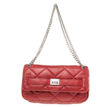 Pre Owned MICHAEL Michael Kors Red Quilted Leather Sloan Shoulder Bag