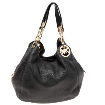 Pre Owned MICHAEL Michael Kors Black Leather Fulton Hobo