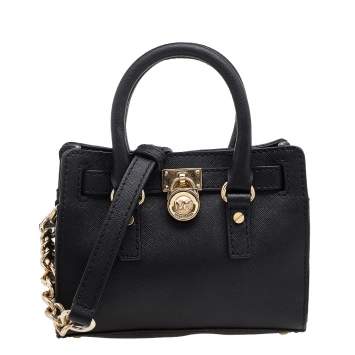Pre Owned MICHAEL Michael Kors Black Saffiano Leather Mini Hamilton Shoulder Bag