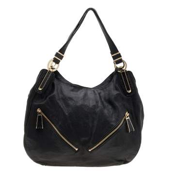 مملوكة مسبقًا MICHAEL Michael Kors Black Leather Hobo