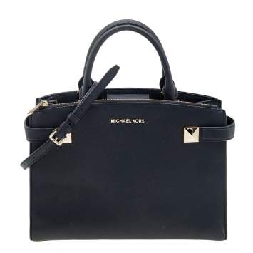 Pre Owned MICHAEL Michael Kors Black Leather Medium Karla East West Tote