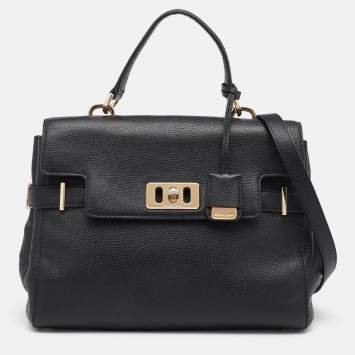 Pre Owned MICHAEL Michael Kors Black Leather Karson Top Handle Bag