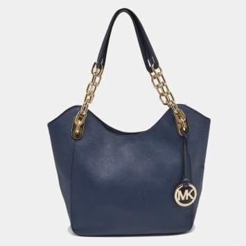 Pre Owned MICHAEL Michael Kors Navy Blue Leather Lillie Hobo 