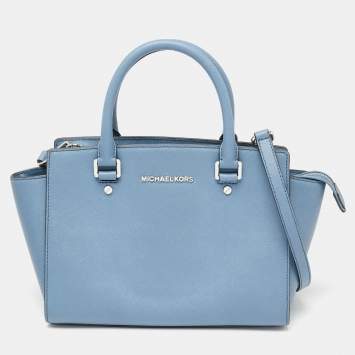Pre Owned MICHAEL Michael Kors Blue Leather Medium Selma Satchel