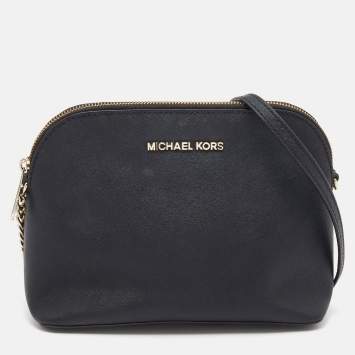 Pre Owned MICHAEL Michael Kors Black Leather Cindy Dome Crossbody Bag