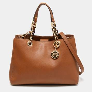 Pre Owned MICHAEL Michael Kors Brown Saffiano Leather Medium Cynthia Tote
