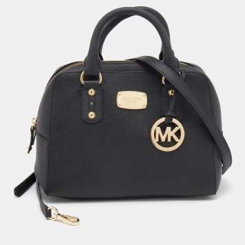 Pre Owned MICHAEL Michael Kors Black Leather Dome Satchel