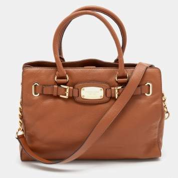 Pre Owned MICHAEL Michael Kors Brown Leather Hamilton Tote