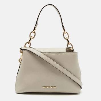 Pre Owned MICHAEL Michael Kors Taupe Leather Small Portia Top Handle Bag