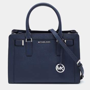 Pre Owned MICHAEL Michael Kors Navy Blue Saffiano Leather Rayne Shoulder Bag