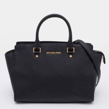 Pre Owned MICHAEL Michael Kors Black Leather Large Selma Tote