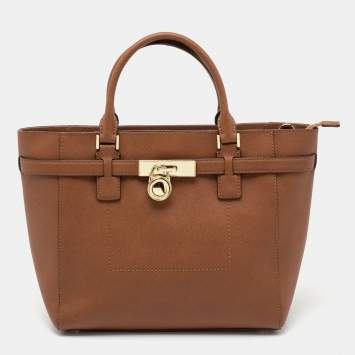 Pre Owned MICHAEL Michael Kors Brown Leather Medium Hamilton Tote